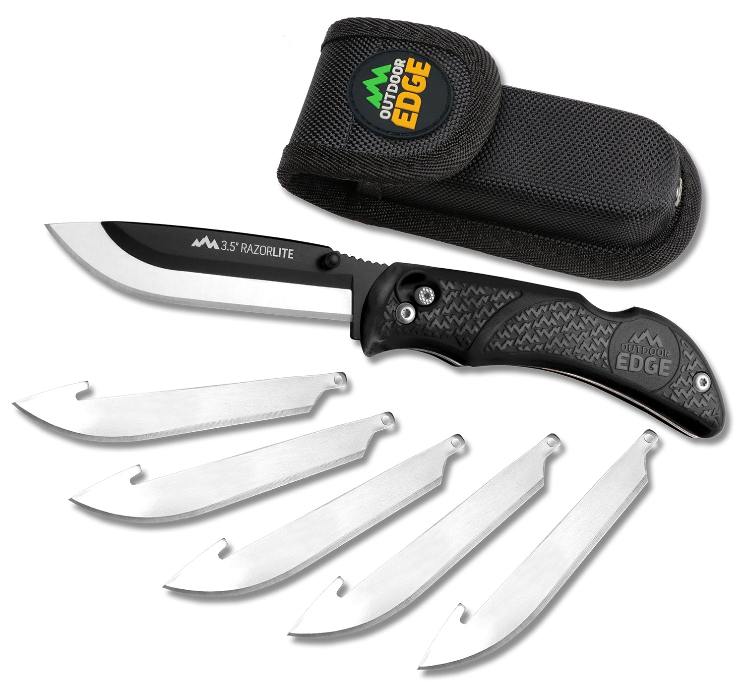 Outdoor Edge RL10C RazorLite 3.50" Folding Plain Black Oxide 420J2 SS Blade, Black TPR Handle