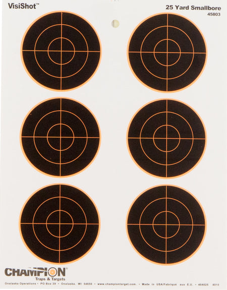 Champion Targets 45803 VisiShot Bullseye Paper Hanging 25 yds Small Bore Rifle 8.50" x 11" Black/White 10 Pack