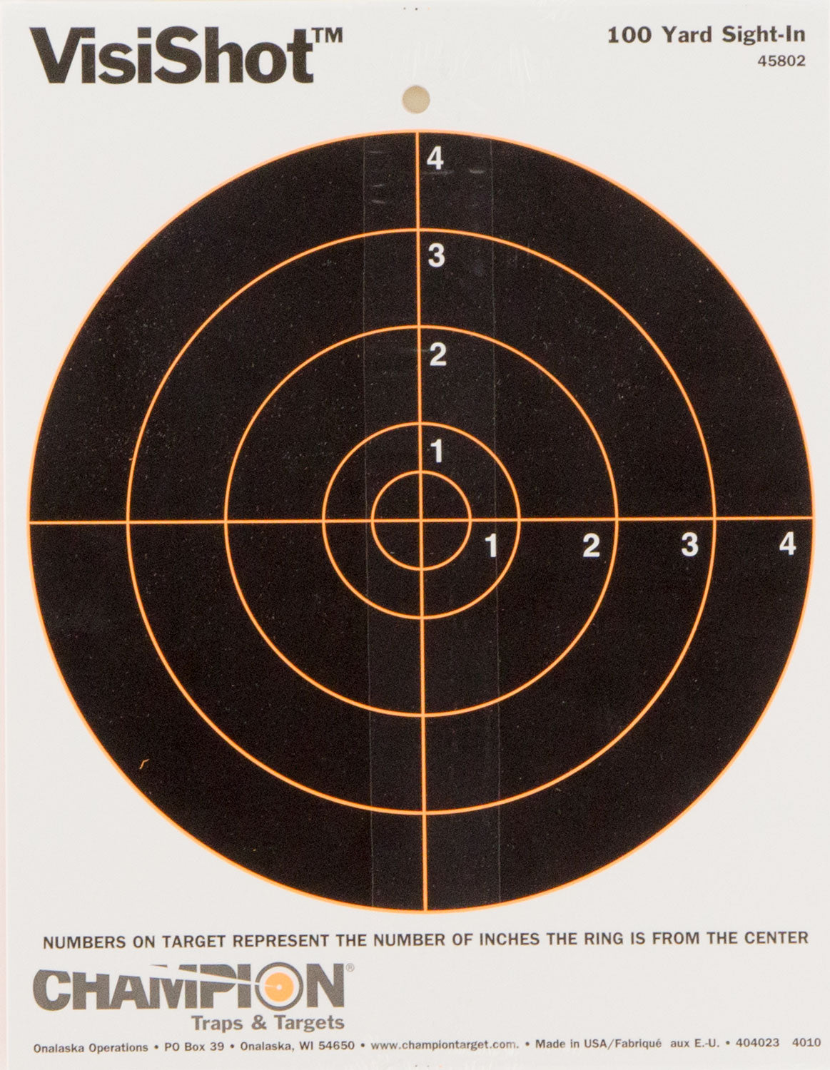 Champion Targets 45802 VisiShot Hanging Paper Black/White 8" Bullseye 10 Pack
