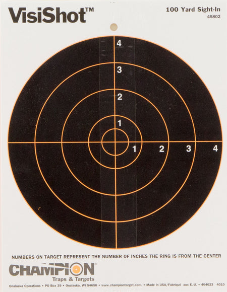 Champion Targets 45802 VisiShot Hanging Paper Black/White 8" Bullseye 10 Pack