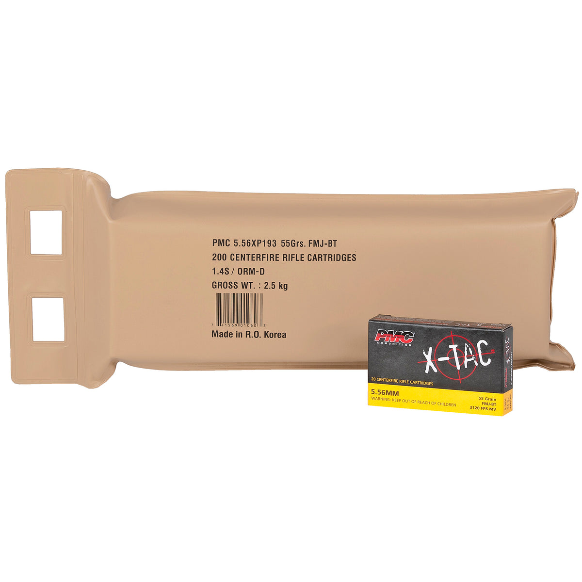 PMC 5.56x45mm NATO X-Tac 55gr FMJ BT Ammo - 200 Rounds