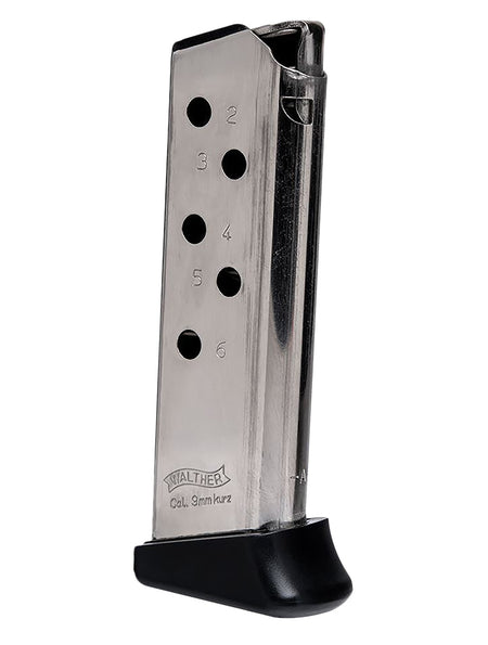 Walther Arms 2246010 PPK 6rd Detachable w/Finger Rest 380 ACP Nickel Steel