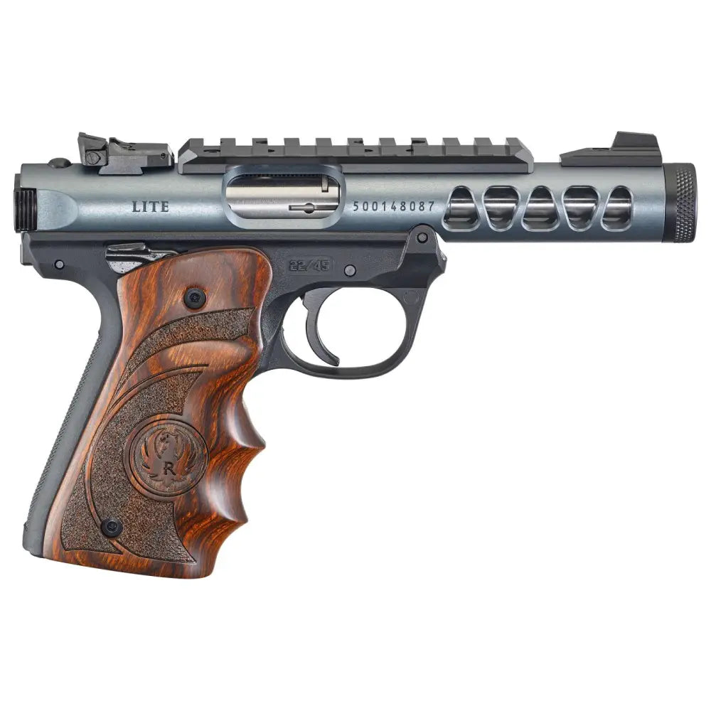 RUGER MRK IV 22/45LTE 22LR 4.4" DMND GRY ANODZ TRGT WD GRP 10RD MASS COMP.