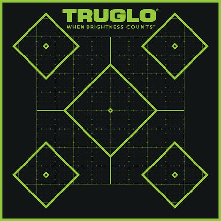 TruGlo TG14A6 Tru-See 5- Diamond Target Self-Adhesive Heavy Paper Black/Green 12"x12" 6 Pack