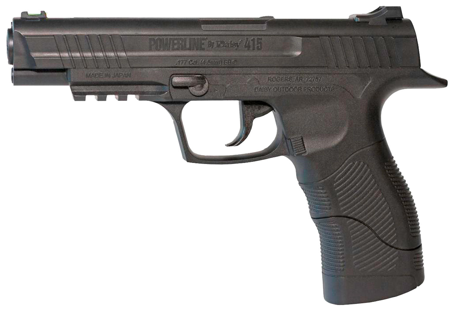 Daisy 980415222 415 Powerline CO2 177 BB Smooth Bore Steel Barrel, 21 Shot Built-In BB Magazine, Black Frame w/Accessory Rail, Checkered Polymer Grips, Manual Safety