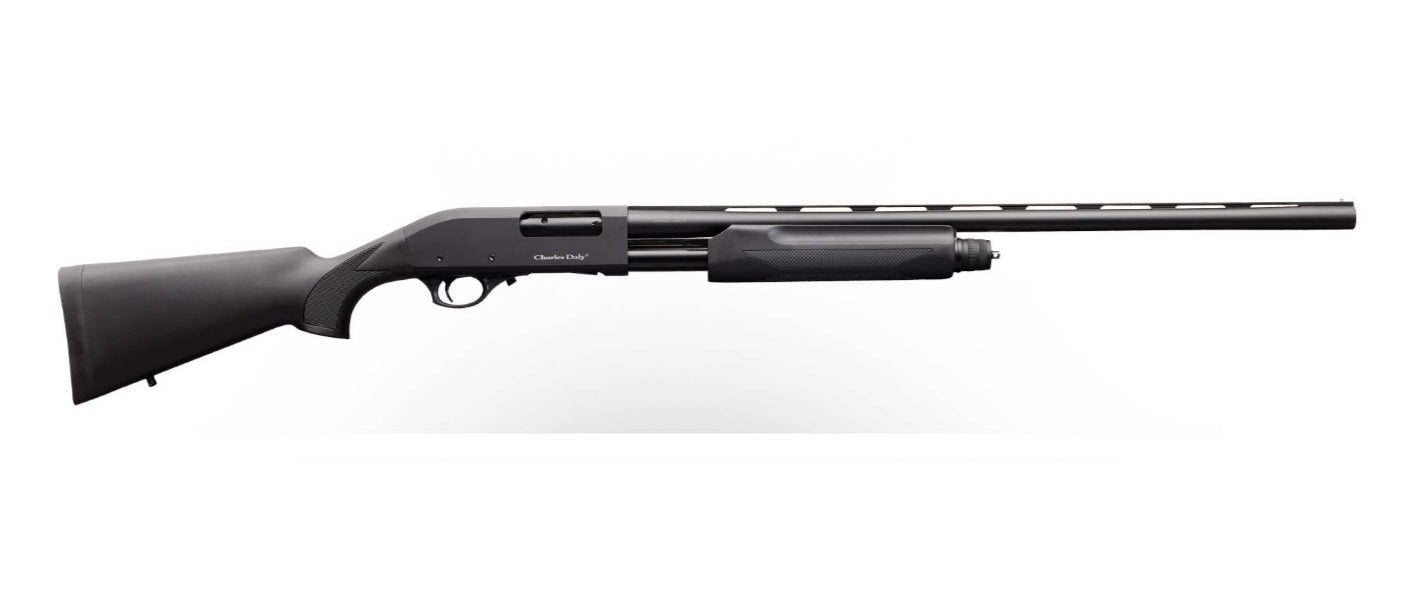Charles Daly 930198 301 Full Size 12 Gauge Pump 3" 4+1 28" Black Vent Rib Barrel, Matte Black Aluminum Grooved Receiver, Fixed Black Synthetic Stock, Beretta/Benelli Mobil Choke Tube System