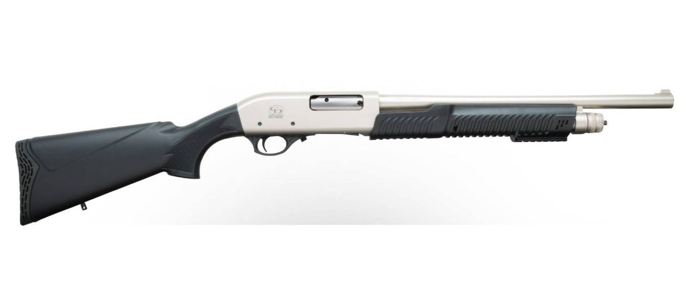 Charles Daly 930228 301 Tactical 12 Gauge Pump 3" 5+1 18.50" Nickel Vent Rib Barrel, Nickel Aluminum Receiver, Black Fixed Synthetic w/Pistol Grip Stock,