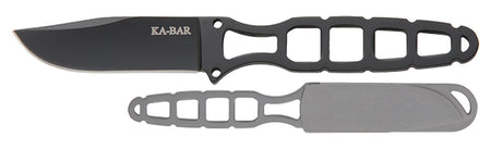 Ka-Bar 1118BP Skeleton 2.50" Fixed Clip Point Plain Black 5Cr15MoV SS Blade, Black Skeletonized 5Cr15MoV SS Handle, Includes Sheath