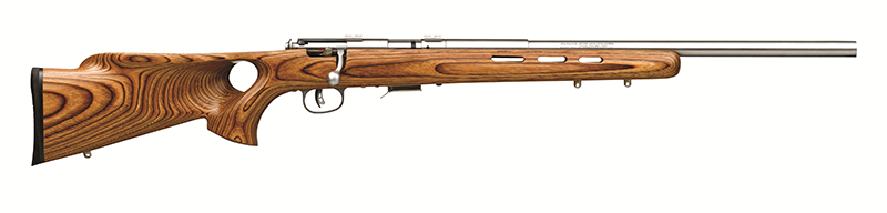 Savage Arms 96200 93R17 BTVSS Full Size 17 HMR 5+1 21" Satin Heavy Button Rifled Barrel, Satin Drilled & Tapped Stainless Steel Receiver, Natural Brown Thumbhole Laminate Stock, Right Hand