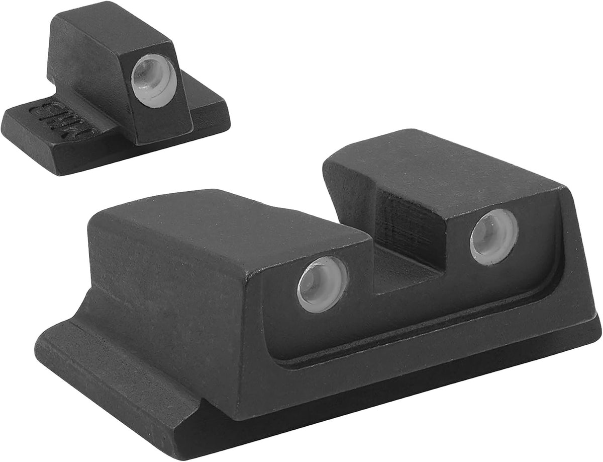 Meprolight USA 117663101 Tru-Dot Green Tritium White Outline Front Sight-Green Tritium White Outline Rear Sight Smith & Wesson M&P (Non Optics Ready)