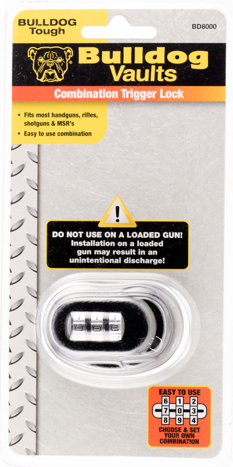 Bulldog BD8000 Trigger Lock Open With Combination Black Metal Firearm Fit- Handgun/Rifle/Shotgun 672352009279