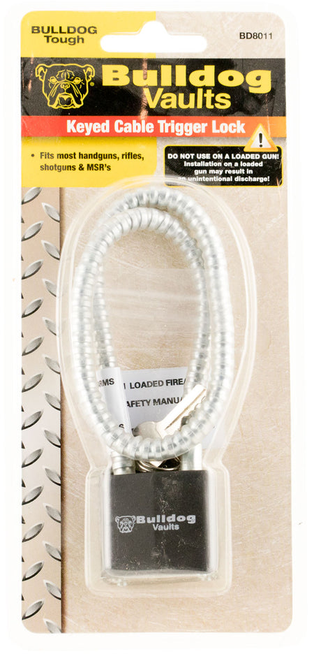 Bulldog BD8011 Trigger Lock Cable Open With Key Metal Firearm Fit- Handgun/Rifle/Shotgun 672352009309