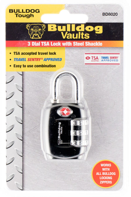 Bulldog BD8020 TSA Lock Open With Combination Black Steel 672352009323