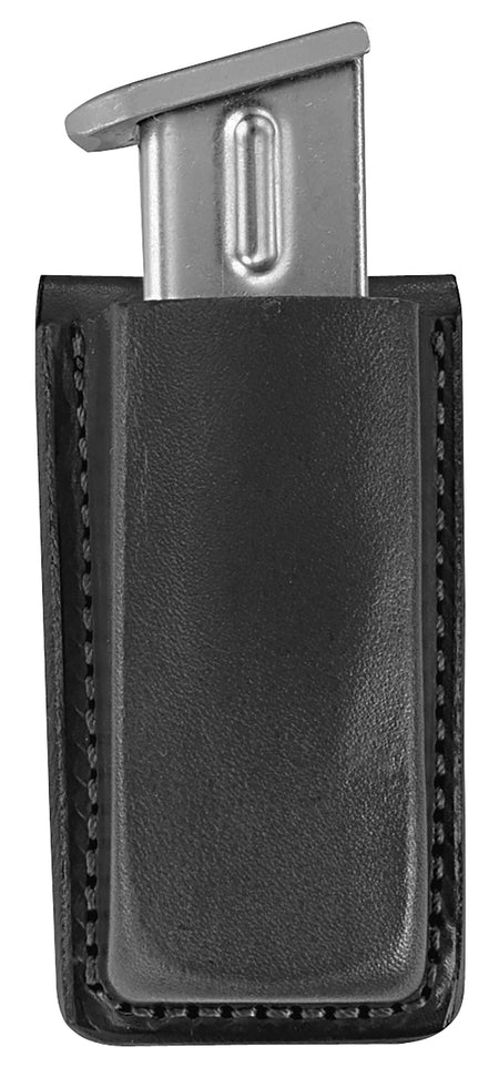 Bianchi 18056 Open Top Mag Pouch Single Black Leather Belt Clip, Belts 1.75" Wide Compatible w/Glock 17/19/22/23/30/S&W 9/40F/M&P 9/40