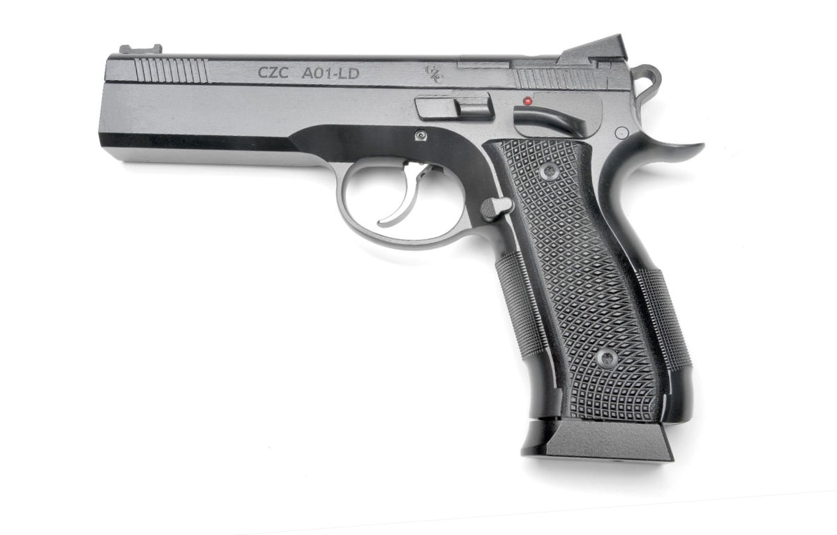 Cz Custom Shop 96336 A01-LD 9mm Luger 19+1 5" Match Grade Bull Barrel, Black Optic Cut/Serrated Steel Slide, Black Polycoat Steel Frame w/Beavertail, Black G10 Grip, Long Dustcover