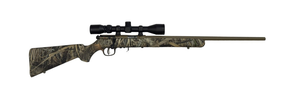 Savage Arms 90757 93 XP 22 WMR 10+1 21" Coyote Tan Cerakote Button-Rifled Barrel & Drilled & Tapped Steel Receiver, Brush Camouflage Fixed Synthetic Stock, Weaver 3-9x40mm
