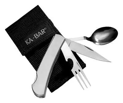 KA-BAR HOBO-STAINLESS FORK/KNIFE/SPOON 6.625 OAL 3 IN BLADE BOXED
