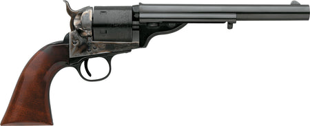 Taylors & Company 550718 1872 Open Top Uberti 45 Colt (Long Colt) 6 Shot 7.50" Blued Round Barrel, Blued Engraved Cylinder, Color Case Hardened Steel Frame, Walnut Army Style Grip, Exposed Hammer