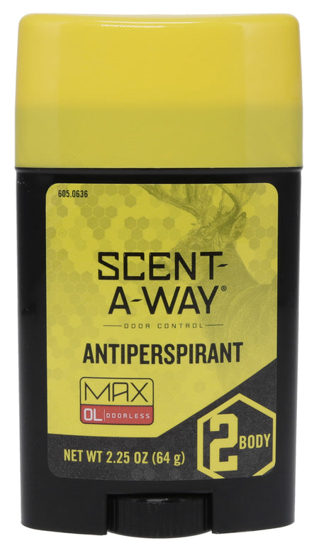 Scent-A-Way 07739 Max Antiperspirant Odor Eliminator Odorless Scent 2.25 oz Stick