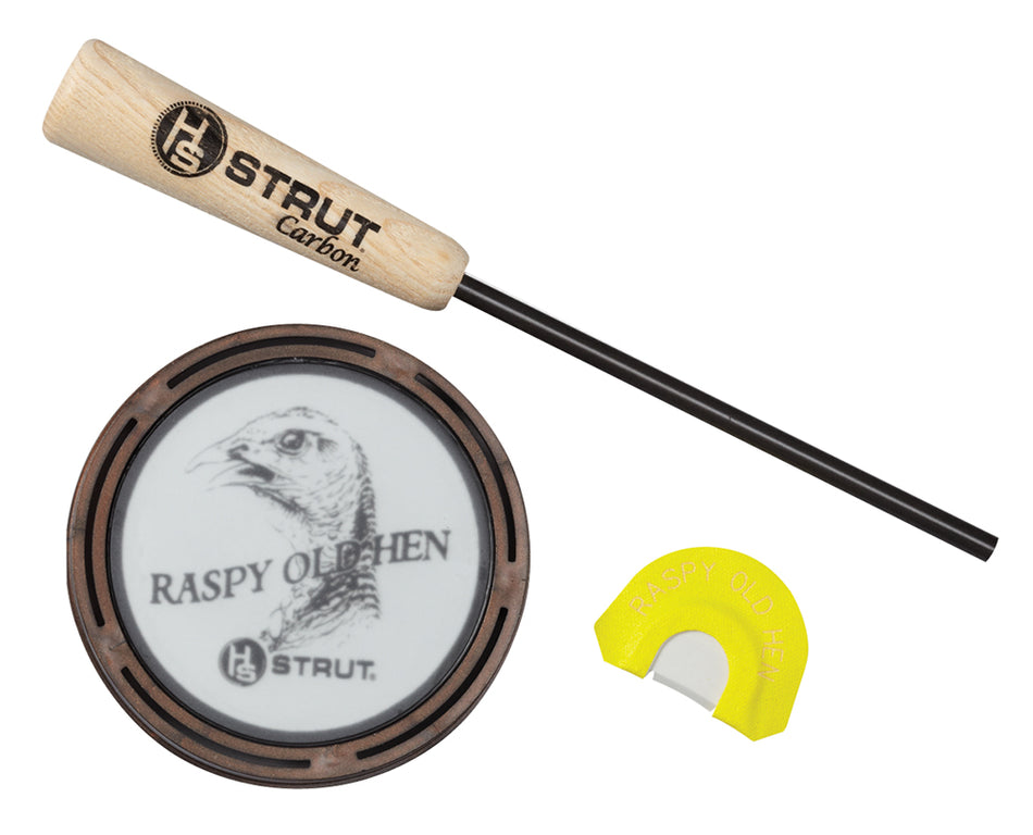 HS Strut 07011 Raspy Old Hen Friction Call Turkey Hen Sounds Attracts Turkeys Glass/Carbon