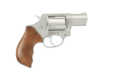 Taurus 2-605029TW 605 Small Frame 357 Mag/38 Special +P 5 Shot 2" Matte Stainless Steel Barrel, Cylinder & Frame, Walnut Grips, Transfer Bar Safety