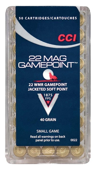 CCI .22 WMR Gamepoint 40gr JSP Ammo