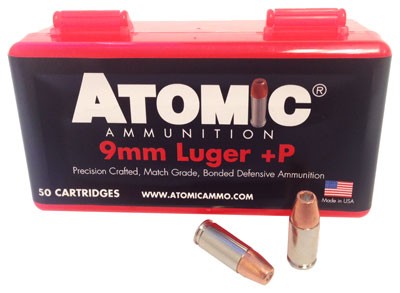 Atomic 9mm Luger +P Precision Craft 124gr Bonded Match HP Ammo