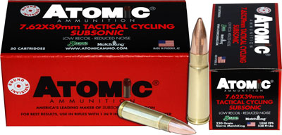 Atomic 7.62x39mm Subsonic 220gr BTHP Ammo