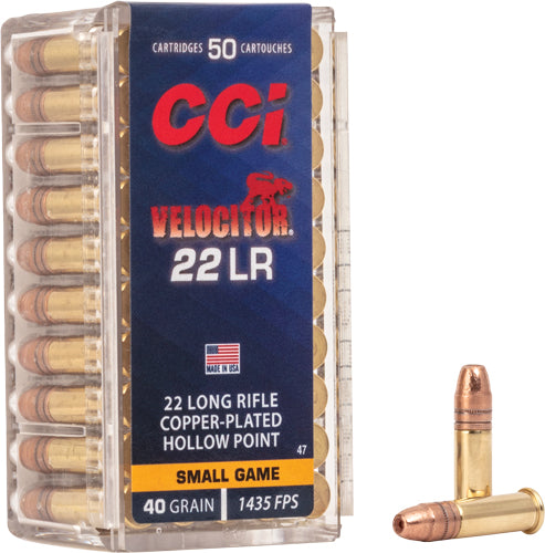 CCI 47 Velocitor Copper Plated Hollow Point 40 Grain .22 Long Rifle 1435 fps