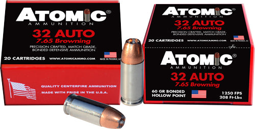 Atomic .32 ACP +P 60gr JHP Ammo