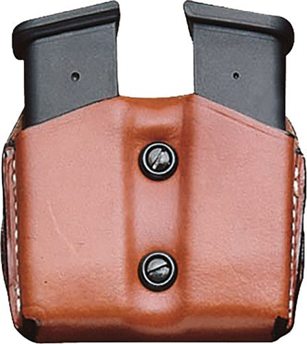DESANTIS DOUBLE MAG POUCH OWB LEATHER SINGLE STACK 9/40 TAN