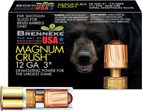 Brenneke SL-123CMR Magnum Crush Hunting 12 Gauge 3" 1-1/2oz #Slug 1604 fps