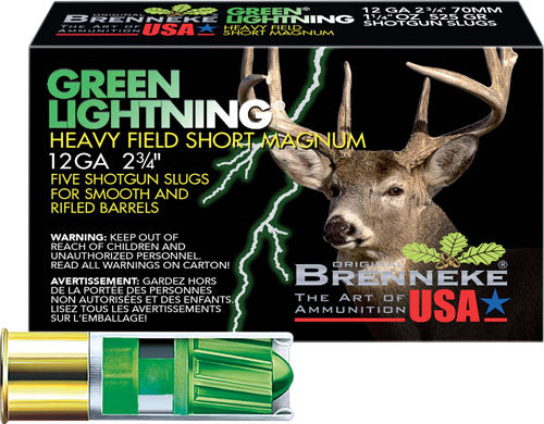 Brenneke Green Lightning Heavy Field 12 Gauge 2.75" 1 1/4 oz Shotgun Slug