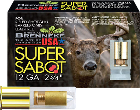 Brenneke SL-122SUS SuperSabot Hunting 12 Gauge 2-3/4 1-1/8oz #Sabot Slug 1526 fps