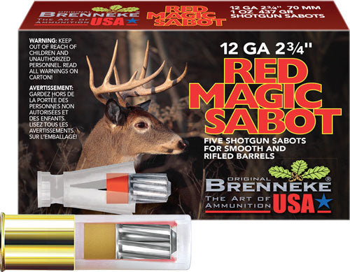 Brenneke SL-122RMS Red Magic Hunting 12 Gauge 2-3/4 1oz #Sabot Slug 1584 fps
