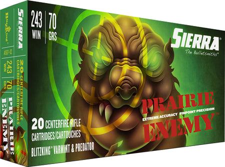 Sierra .243 Winchester Prairie Enemy 70gr BlitzKing Ammo