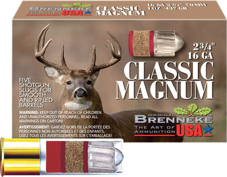 Brenneke Classic Magnum Hunting 16 Gauge 2 3/4" 1 oz Shotgun Slug