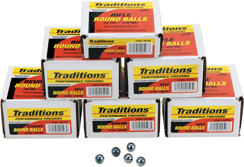 TRADITIONS BULLETS REVOLVER ROUNDBALL 36CAL .3756 100PK