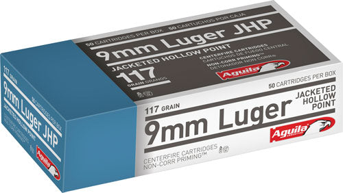 Aguila 9mm Luger / Parabellum Pistol 117gr JHP Ammo