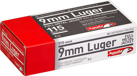 Aguila 9mm Luger 115gr FMJ Ammo