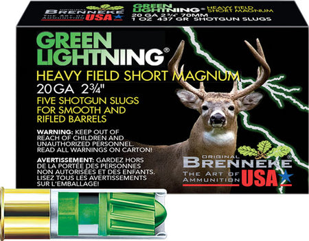 Brenneke Green Lightning 20 Gauge 2 3/4" 1 oz Shotgun Slug