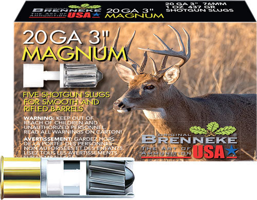 Brenneke SL-203M Magnum Hunting 20 Gauge 3" 1oz #Slug 1476 fps