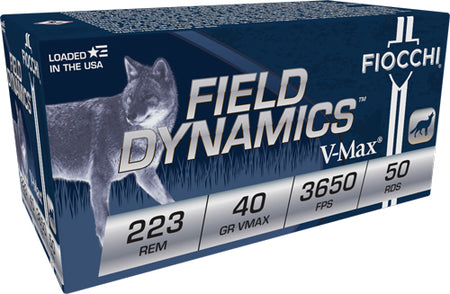 Fiocchi .223 Remington Field Dynamics 40gr Hornady V-Max Ammo