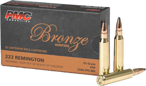 PMC 223SP Bronze Pointed Soft Point 55 Grain .223 Remington 3200 fps ...