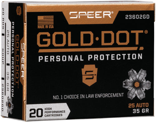 Speer .25 ACP Gold Dot Personal Protection 35gr HP Ammo
