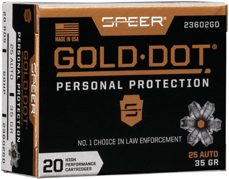 Speer .25 ACP Gold Dot Personal Protection 35gr HP Ammo