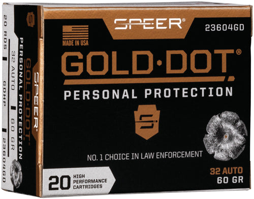 Speer .32 ACP Gold Dot Personal Protection 60gr BHP Ammo