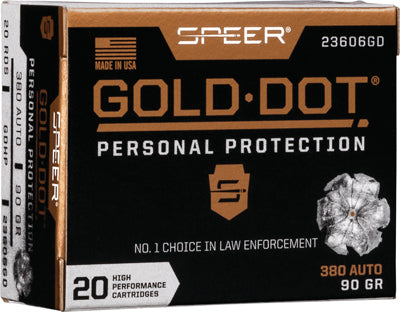 Speer .380 ACP Gold Dot Personal Protection 90gr HP Ammo