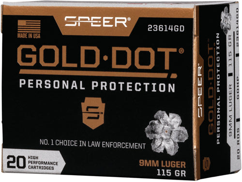Speer 9mm Luger / Parabellum Gold Dot Personal Protection 115gr BHP Ammo