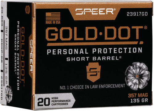 Speer .357 Magnum Gold Dot Personal Protection Short Barrel 135gr BHP Ammo